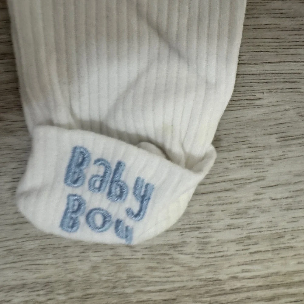 Gerber White Baby Nightgown - sleeves say Baby Boy